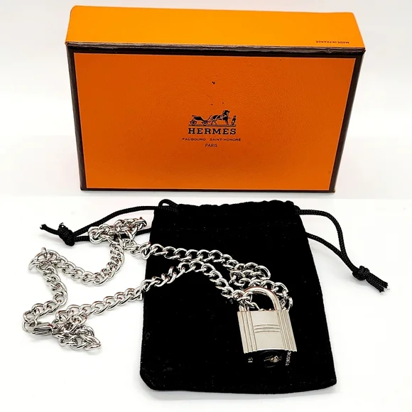 Hermes Cadena Silver Lock #51 On Chain - Picture 1 of 7